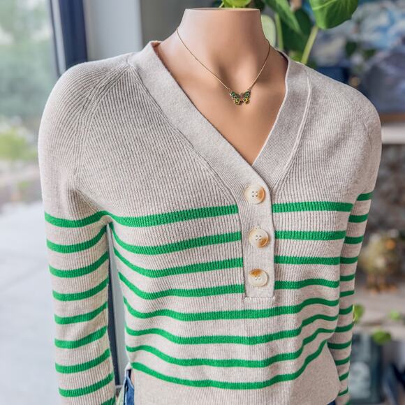 NWT-Karsyn Striped Henley Pullover by Blue Rain of Francesca's, Women's X-Small - Picture 3 of 10